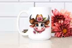 Watercolor Confused Cow with Flower in Mouth Product Image 2