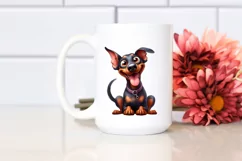Cute Watercolor Doberman Pinscher Clipart Product Image 2