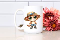 Expressive Cat in Sun Hat Clipart Product Image 2