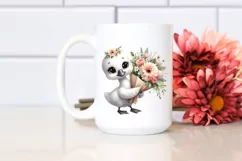 Cute Swan Flower Bouquet Summer Clipart Product Image 2