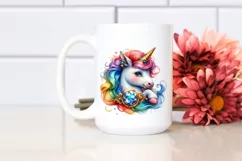Colorful Baby Unicorn with Ring PNG Product Image 2