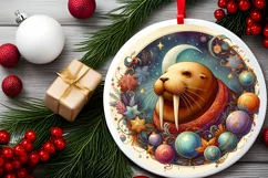 Round Christmas Ornament Sublimation|Clipart Product Image 2