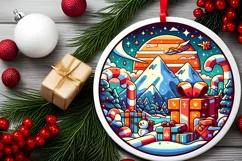 Round Christmas Ornament Sublimation|Clipart Product Image 2