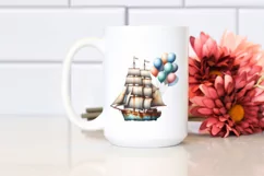 Vintage Rusted Sailboat | Sublimation Clipart Product Image 2