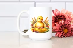 Funny Baby Duck Sitting in Front of Corncob | Sublimation | Product Image 2