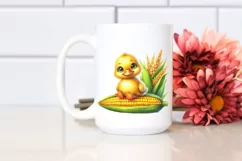 Funny Baby Duck Sitting in Front of Corncob | Sublimation | Product Image 2