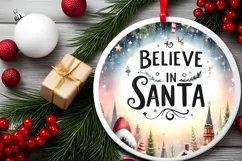 Believe in Santa Christmas Round Cute Ornament Product Image 1