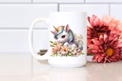 Cute Baby Unicorn with Freesia | Sublimation | Clipart Product Image 2