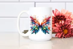 Abstract Vibrant Watercolor Butterfly with Flowers PNG Product Image 2