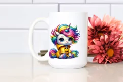 Sitting Baby Unicorn with Raincoat PNG Product Image 2