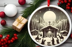 Round Christmas Ornament Sublimation|Clipart Product Image 2