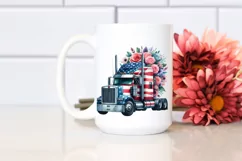 Watercolor Floral Semi Truck Sticker Product Image 2