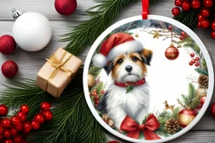 Christmas Dog Round Ornament Sublimation PNG Product Image 2