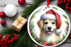 Christmas Dog Round Ornament Sublimation PNG Product Image 2