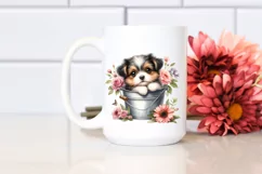 Cute Baby Dog with Flowers PNG Product Image 2