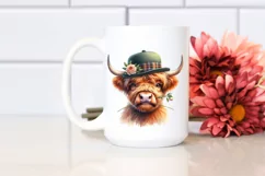 Highland Cow Portrait With Flower | Clipart Product Image 2