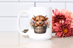 Cute Baby Cow from Wood Bucket PNG Product Image 2