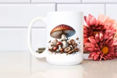 Glossy Mushroom Watercolor Splash, High-Res PNG Product Image 2