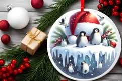 3D Winter Scene with Penguins Sublimation PNG Product Image 2