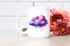 Colorful Purple Watercolor Cloud Silver Foil Product Image 2