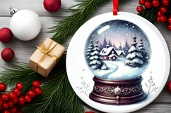Round Christmas Ornament Sublimation|Clipart Product Image 1