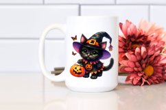 Cute Baby Black Cat Halloween Sublimation Clipart Product Image 2