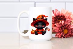 Cute Baby Black Cat Halloween Sublimation Clipart Product Image 2