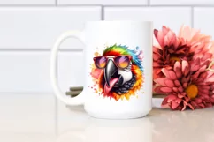 Funny Macaw Sunglasses Portrait | Watercolor Clipart Product Image 2