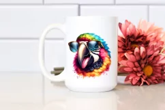 Funny Macaw Sunglasses Portrait | Watercolor Clipart Product Image 2