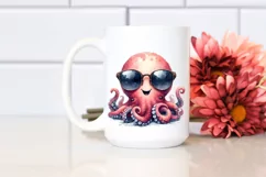 Smiling Octopus Portrait | Watercolor Clipart Product Image 2
