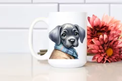 Watercolor Cute Baby Great Dane Behind Clipart Product Image 2