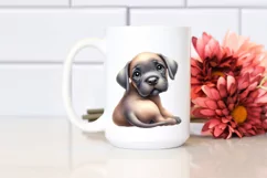 Watercolor Cute Baby Great Dane Behind Clipart Product Image 2