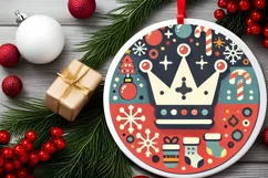 Round Christmas Ornament Sublimation|Clipart Product Image 1
