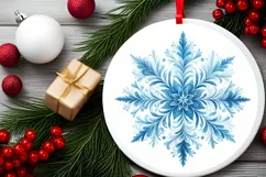 Snow Flake Christmas Round Cute Ornament Sublimation Product Image 1