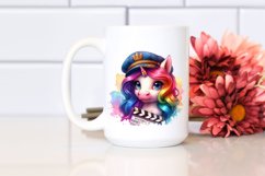 Colorful Baby Unicorn in Director&#039;s Cap, PNG Product Image 2