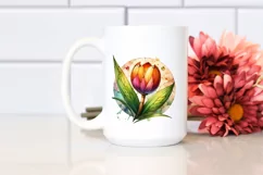 Wooden Stained Tulip Watercolor Splash | Sublimation | Product Image 2