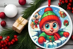Round Christmas Ornament Sublimation|Clipart Product Image 2