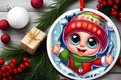 Round Christmas Ornament Sublimation|Clipart Product Image 1