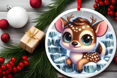 Round Christmas Ornament Sublimation|Clipart Product Image 1
