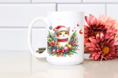 Cute Watercolor Cat with Christmas Decorations PNG Product Image 2