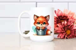 Colorful Baby Fox in Bucket | Sublimation | Clipart Product Image 2
