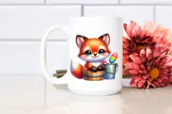 Colorful Baby Fox in Bucket | Sublimation | Clipart Product Image 2