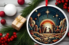 Round Christmas Ornament Sublimation|Clipart Product Image 2