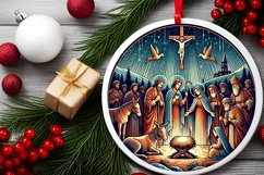 Round Christmas Ornament Sublimation|Clipart Product Image 2