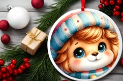 Winter Baby Lion with Gift Box Sublimation PNG Product Image 2