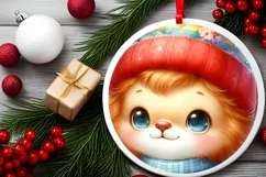 Winter Baby Lion with Gift Box Sublimation PNG Product Image 2