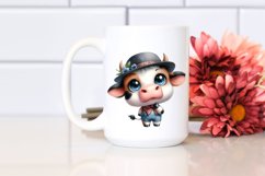 Watercolor Baby Cow with Hat Product Image 2