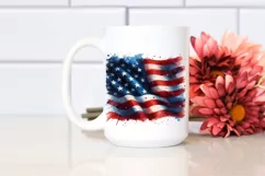 Watercolor Flag USA Collors Sublimation Clipart Product Image 2