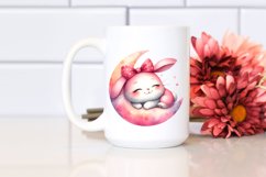 Colorful Smiling Baby Rabbit on Moon Product Image 2