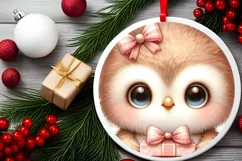 Winter Baby Owl with Gift Box Sublimation PNG Product Image 2